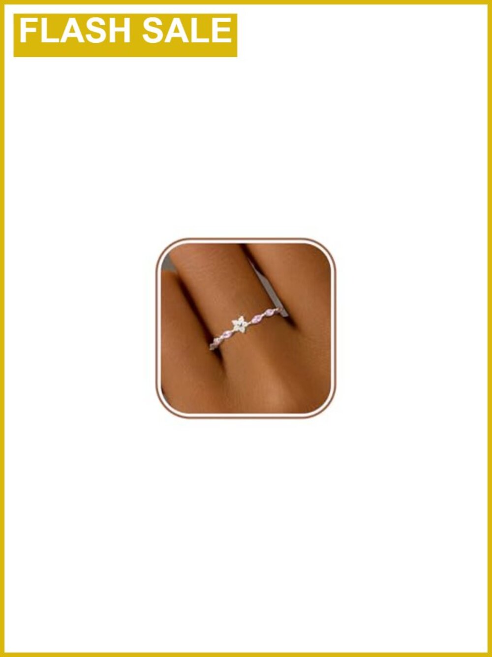925 Sterling Silver Gold Plated Flower Birthstone Ring Women Stacking